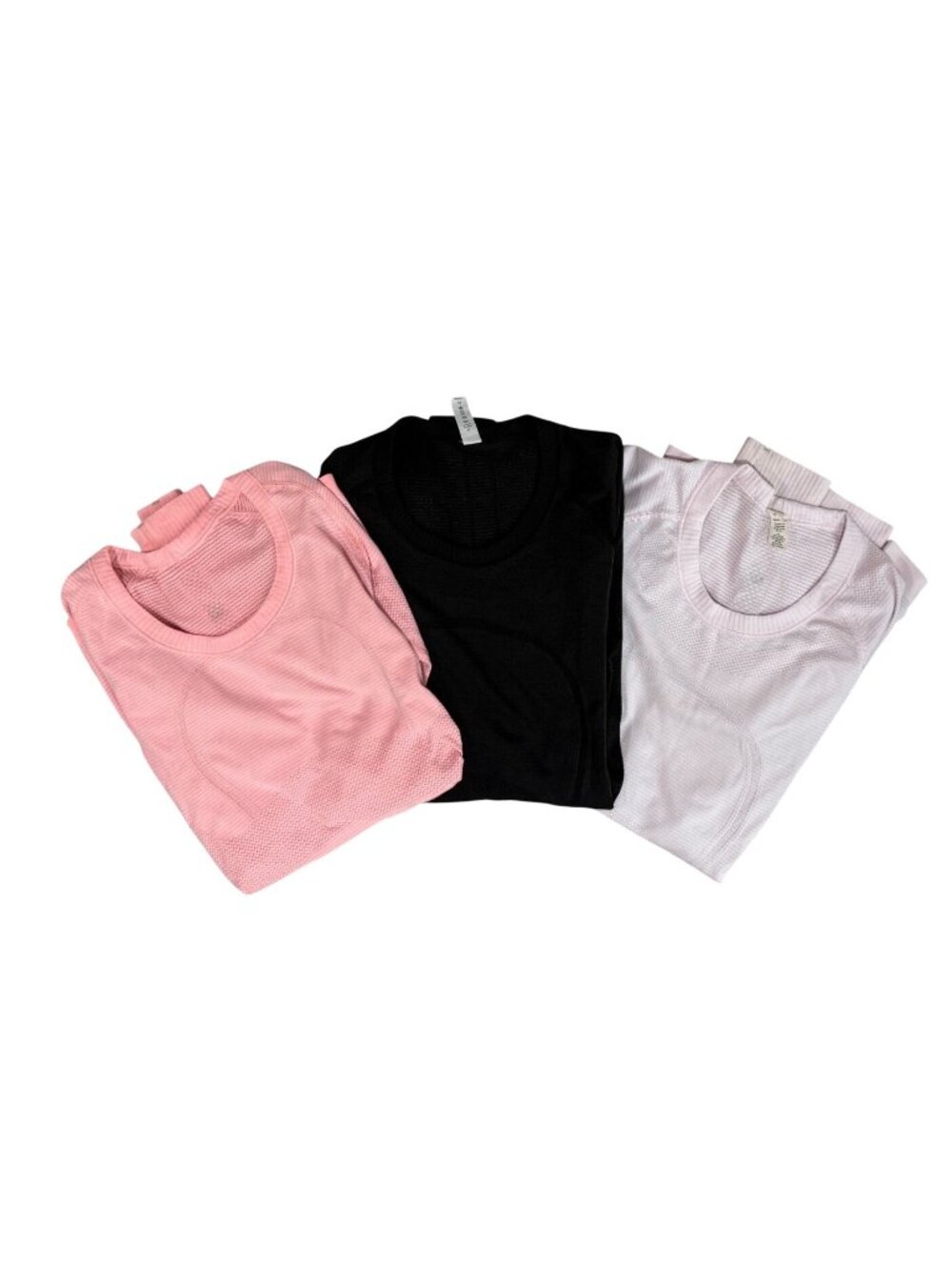 3 Lululemon Size 6 Swiftly Tech Shirts Long Sleeve Pink Black Peach